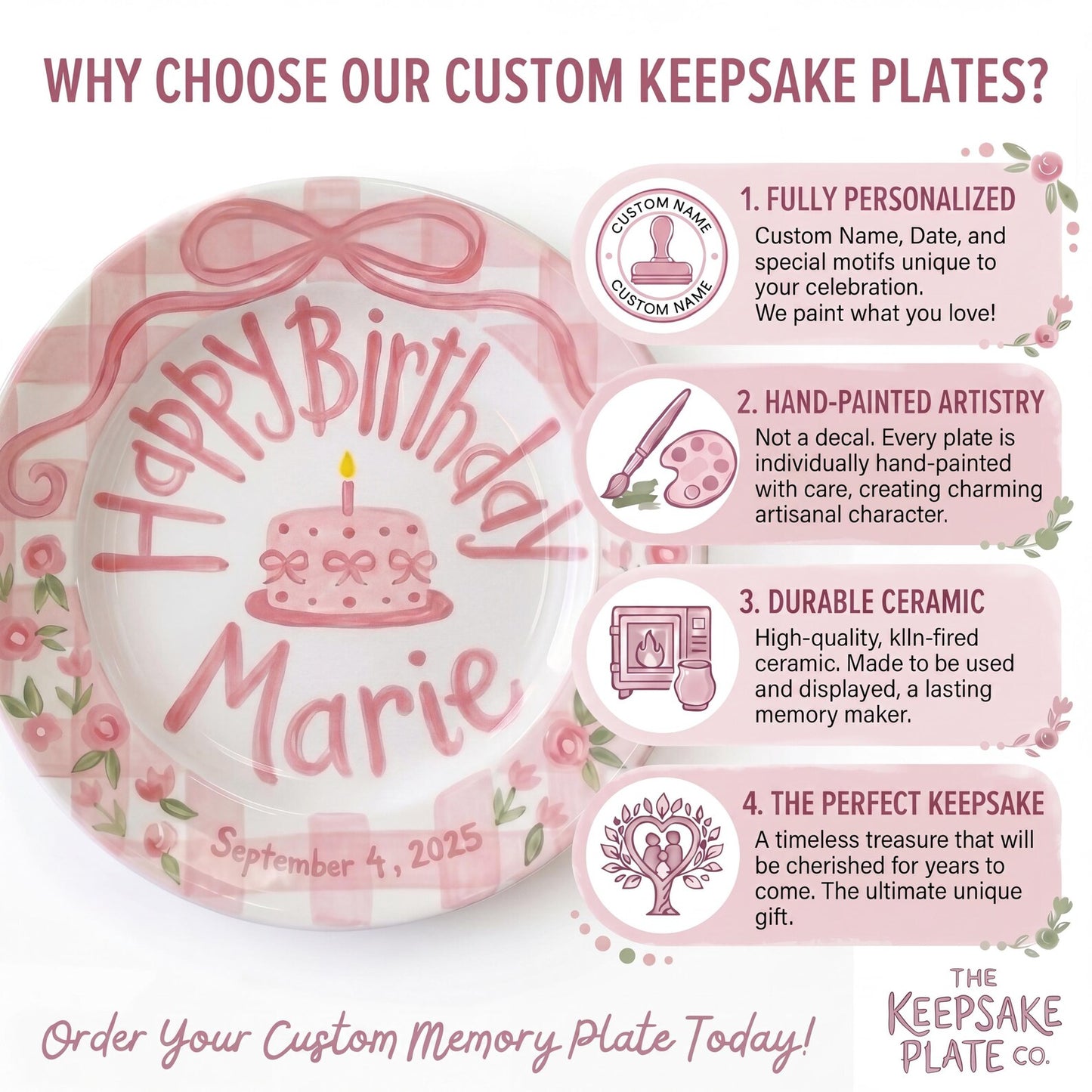 Personalized Kids Birthday Plate for Girls