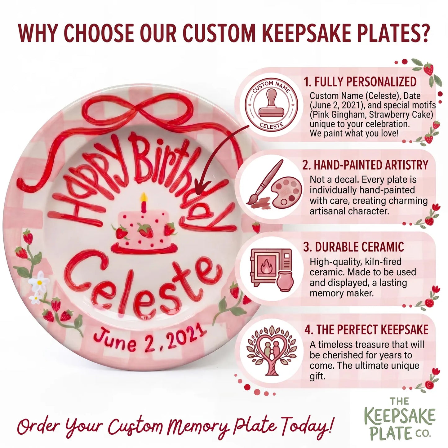 Personalized Strawberry Birthday Plate