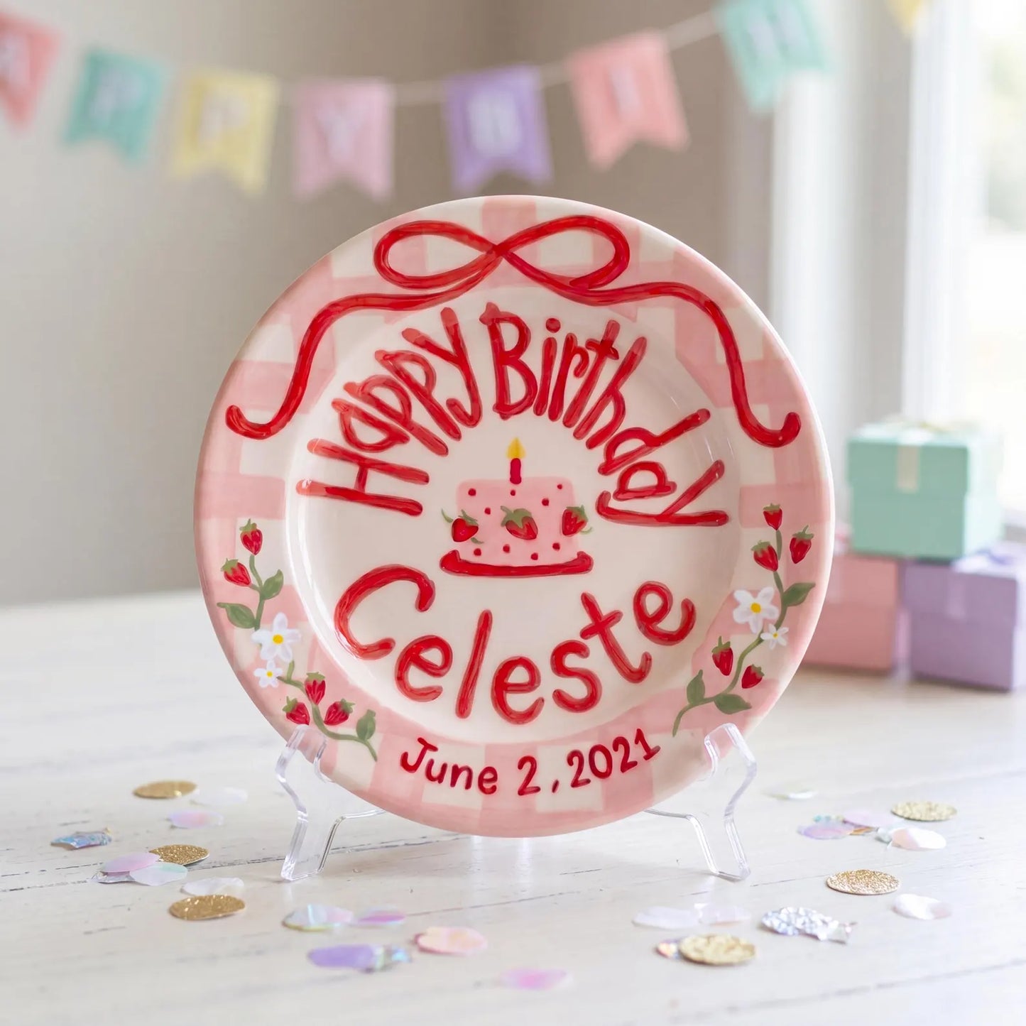 Personalized Strawberry Birthday Plate